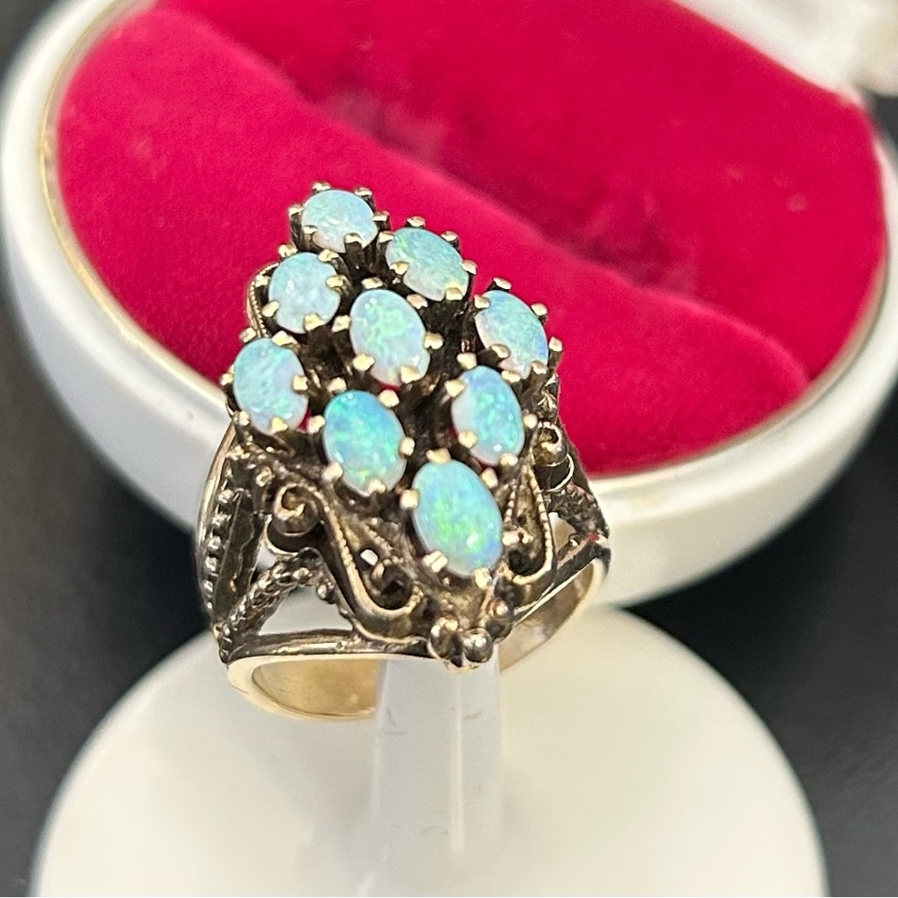 The Montvale, Australian Opal Cluster Ring - Picture 2 of 9